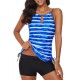 Tankini Dames 2-Delig - Blauw Gestreept - Tanilcia - Maat S