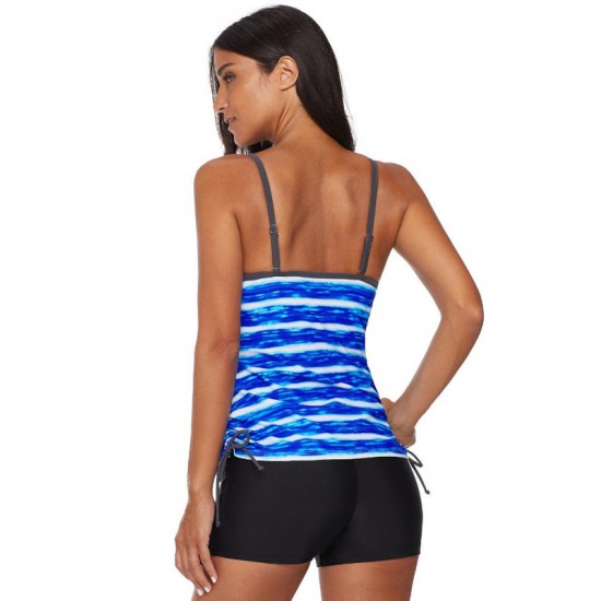 Tankini Dames 2-Delig - Blauw Gestreept - Tanilcia - Maat S