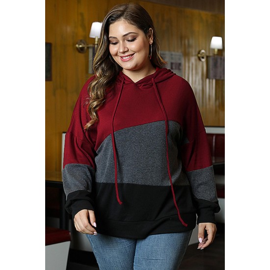 Hoodie Trui Dames - Rood Gestreept - Haidy - Maat XXXXL/4XL