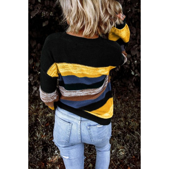 Trui Sweater Dames - Colorblock Geel - Tjolency - Maat XXL/2XL
