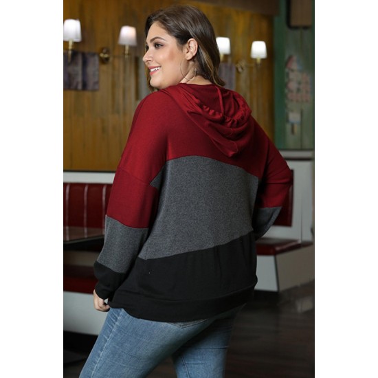 Hoodie Trui Dames - Rood Gestreept - Haidy - Maat XXXXL/4XL