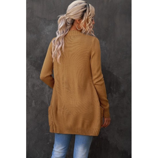 Lang Gebreide Vest Dames - Kaki - Knoopsluiting - Valentina - Maat XXL/2XL