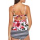 Tankini Dames 2-Delig - Bloemenprint En Ruches Wit - Thilda - Maat XXXXXL/5XL