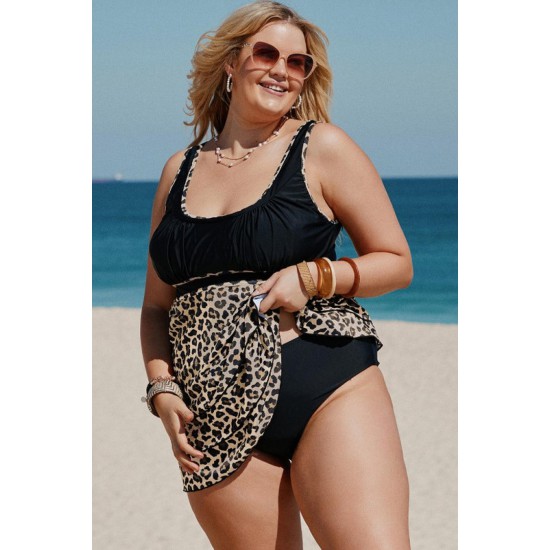Tankini 2-Delig Dames - Ruches - Luipaard - Terrens - Maat 3XL/4XL