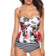 Tankini Dames 2-Delig - Bloemenprint En Ruches Wit - Thilda - Maat XXXXXL/5XL