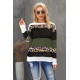 Trui Sweater Dames - Colorblock Groen - Tansim - Maat S