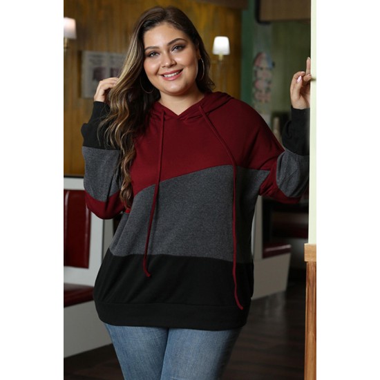 Hoodie Trui Dames - Rood Gestreept - Haidy - Maat XXXXL/4XL