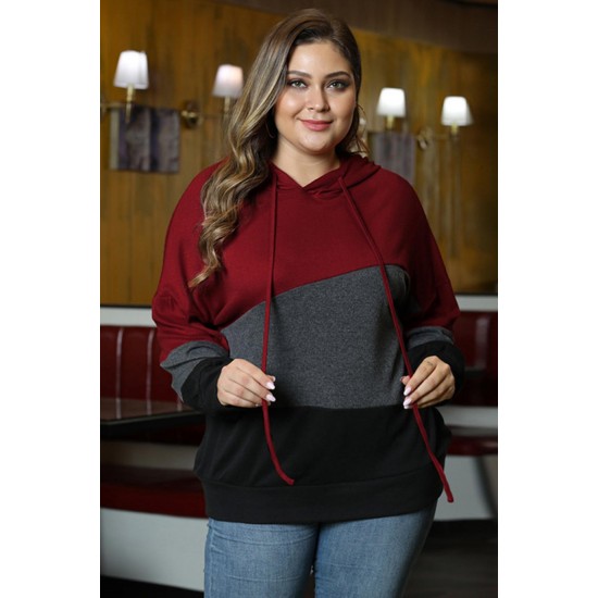 Hoodie Trui Dames - Rood Gestreept - Haidy - Maat XXXXL/4XL
